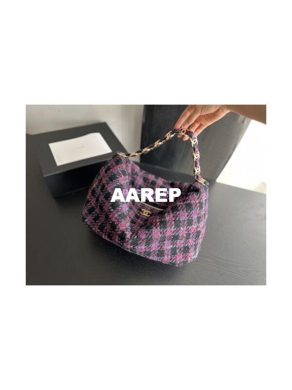 Replica Chanel Maxi Hobo Bag Wool Tweed AS3632 AS3564 Black, Purple, Green & Red 2