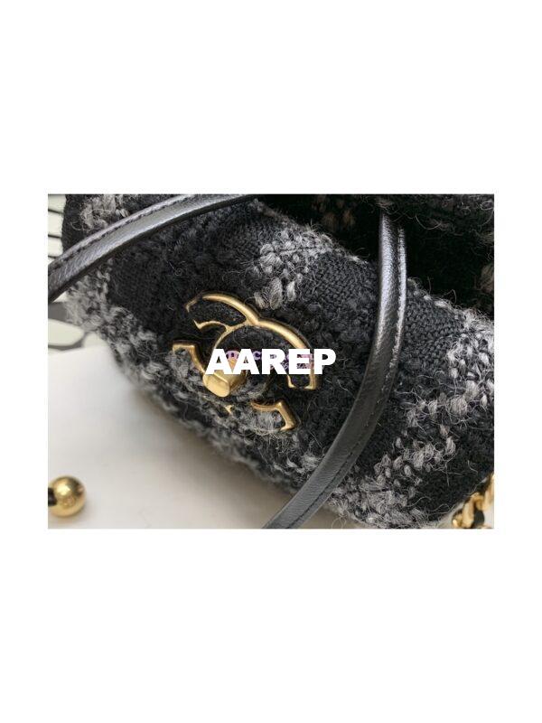 Replica Chanel Duma Backpack Wool Tweed & Gold-Tone Metal AS3615 Black & Gray 6