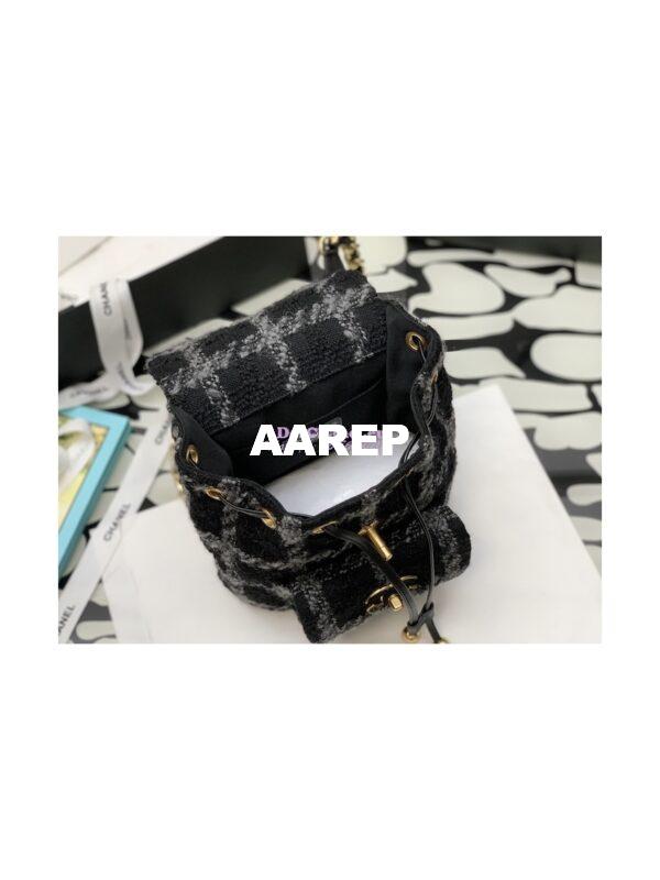 Replica Chanel Duma Backpack Wool Tweed & Gold-Tone Metal AS3615 Black & Gray 10