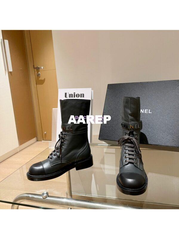 Replica Chanel Lace Up G37808 Calfskin Grey Black 5
