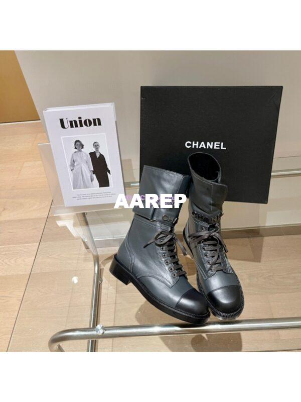 Replica Chanel Lace Up G37808 Calfskin Grey Black 8