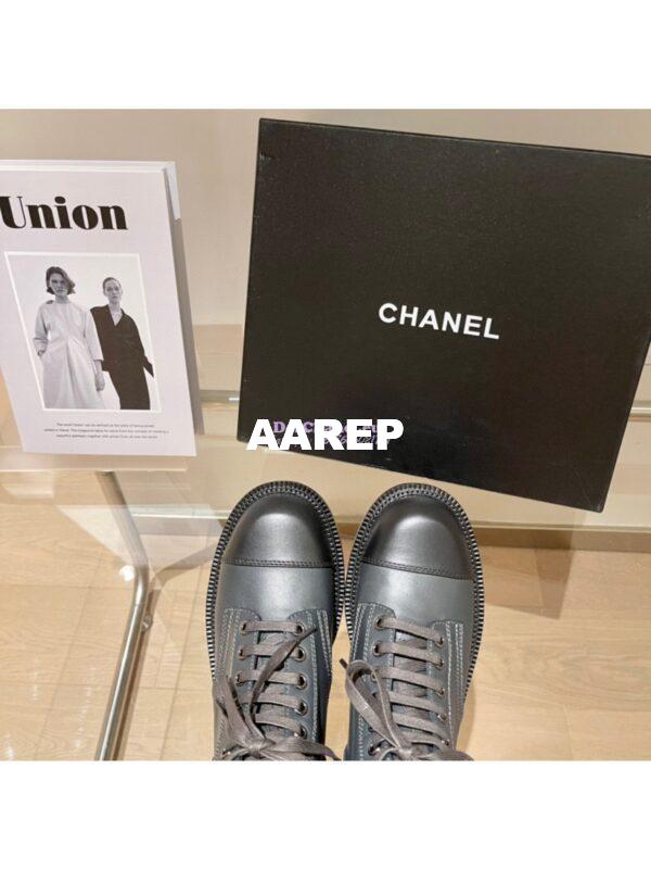 Replica Chanel Lace Up G37808 Calfskin Grey Black 9