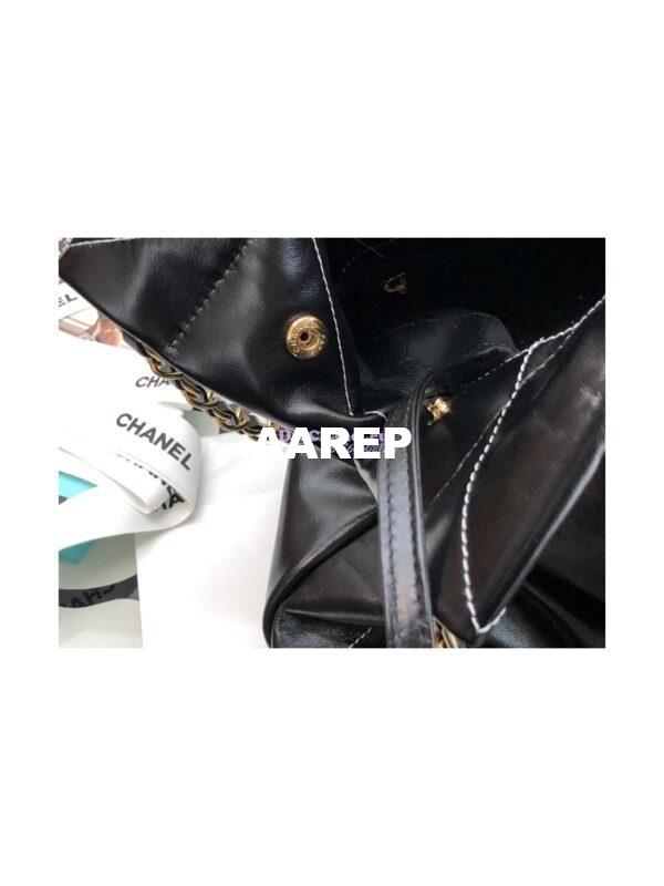 Replica Chanel 22 Handbag Shiny Calfskin & Gold Metal AS3260 AS3261 Black w White 8