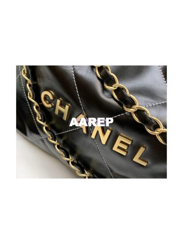 Replica Chanel 22 Handbag Shiny Calfskin & Gold Metal AS3260 AS3261 Black w White 15