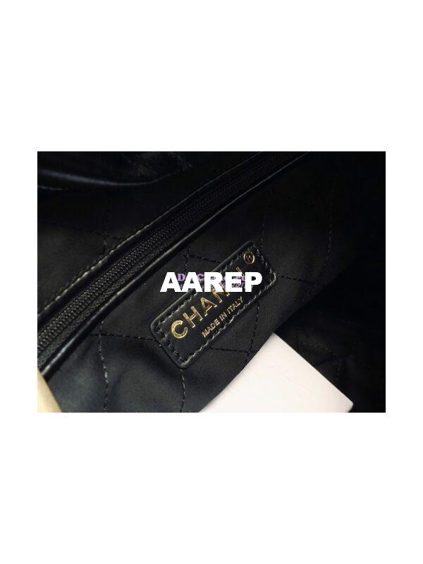 Replica Chanel 22 Handbag Shiny Calfskin & Gold Metal AS3260 AS3261 Black w White 17