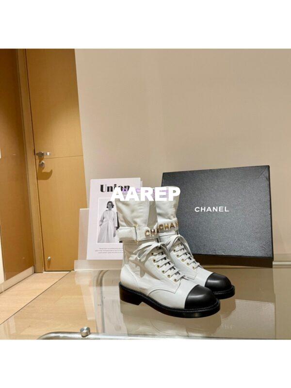 Replica Chanel Lace Up G37808 Calfskin White Black 4