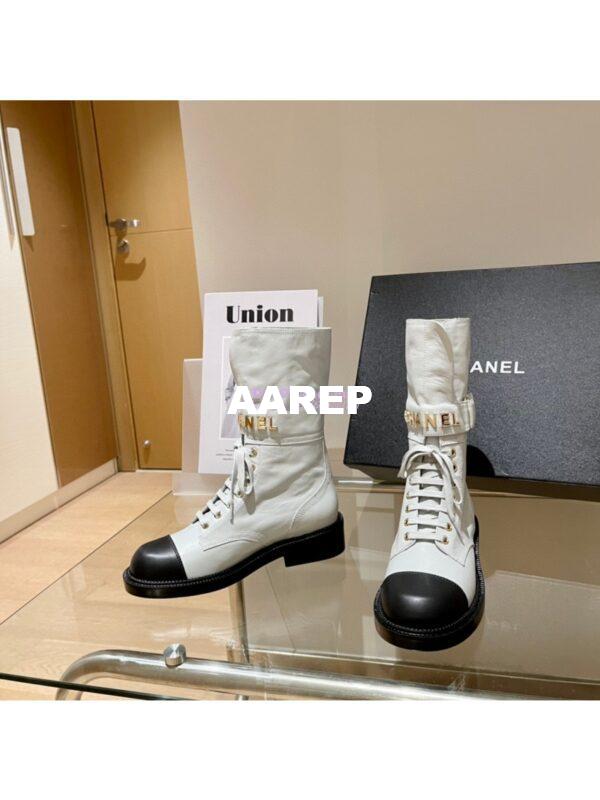 Replica Chanel Lace Up G37808 Calfskin White Black 5