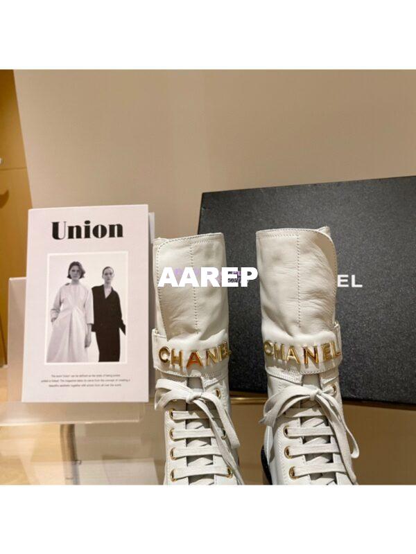 Replica Chanel Lace Up G37808 Calfskin White Black 6