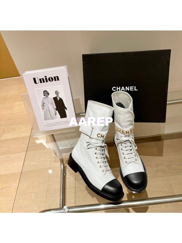 Replica Chanel Lace Up G37808 Calfskin White Black 7