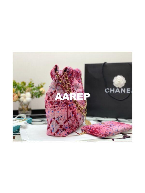 Replica Chanel 22 Handbag Wool Tweed & Gold Metal AS3260 AS3261 Pink, Burgundy & Multicolor 14