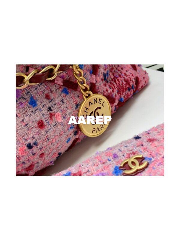Replica Chanel 22 Handbag Wool Tweed & Gold Metal AS3260 AS3261 Pink, Burgundy & Multicolor 15