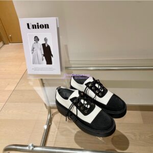 Replica Chanel Lace Up G38081 White Black 2