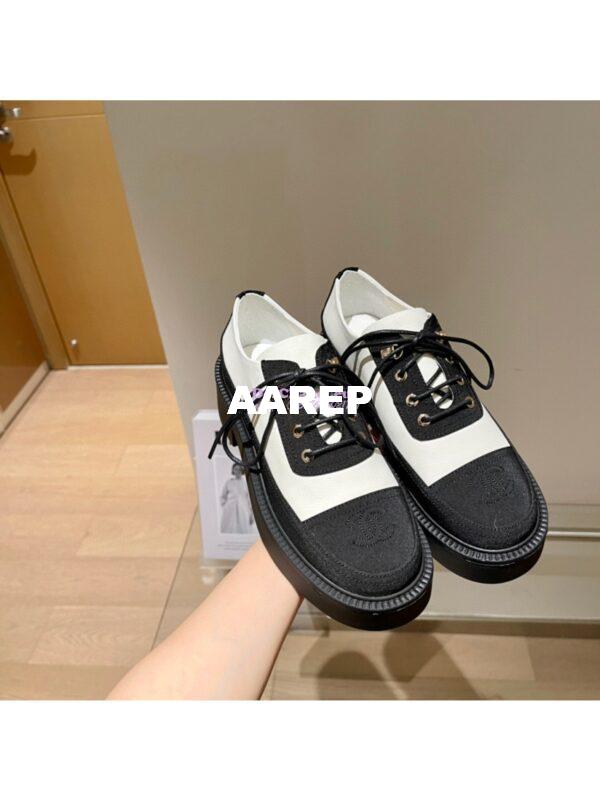 Replica Chanel Lace Up G38081 White Black 6