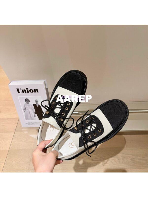Replica Chanel Lace Up G38081 White Black 7