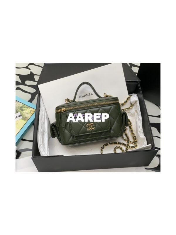 Replica Chanel Lambskin Vanity With Chain AP3017 Khaki