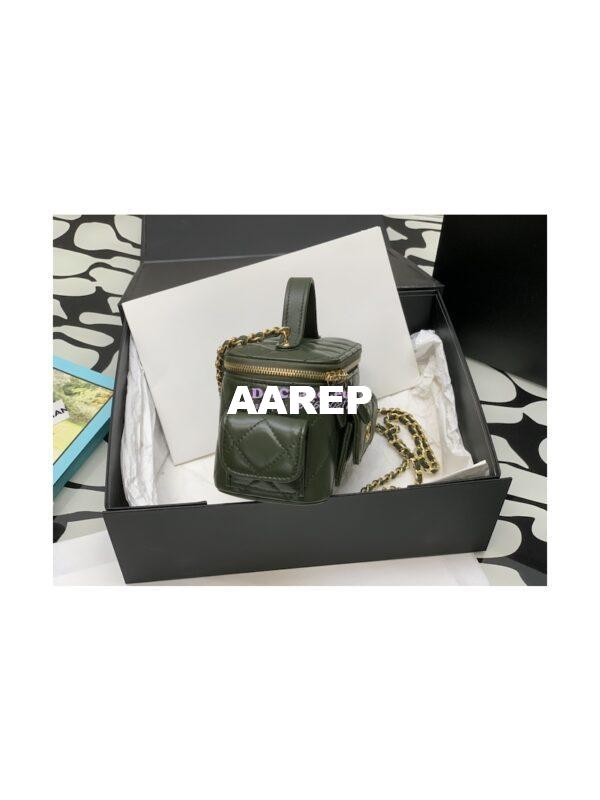 Replica Chanel Lambskin Vanity With Chain AP3017 Khaki 2