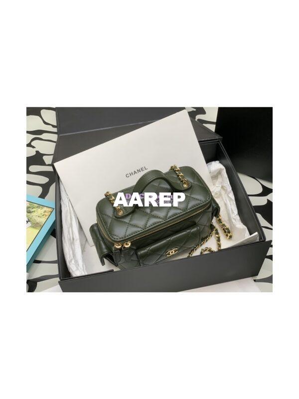 Replica Chanel Lambskin Vanity With Chain AP3017 Khaki 3