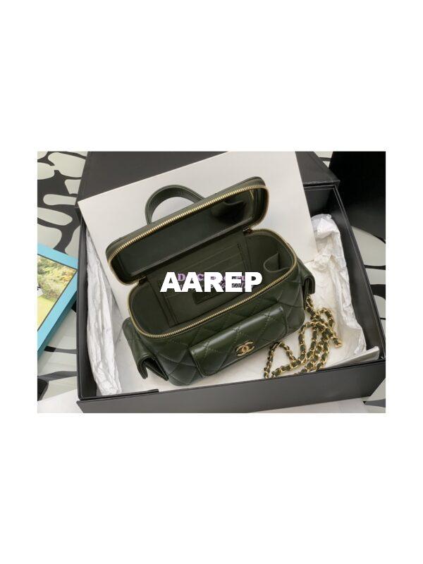Replica Chanel Lambskin Vanity With Chain AP3017 Khaki 6