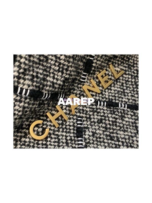 Replica Chanel 22 Handbag Wool Tweed & Gold Metal AS3260 Black and ecru 4