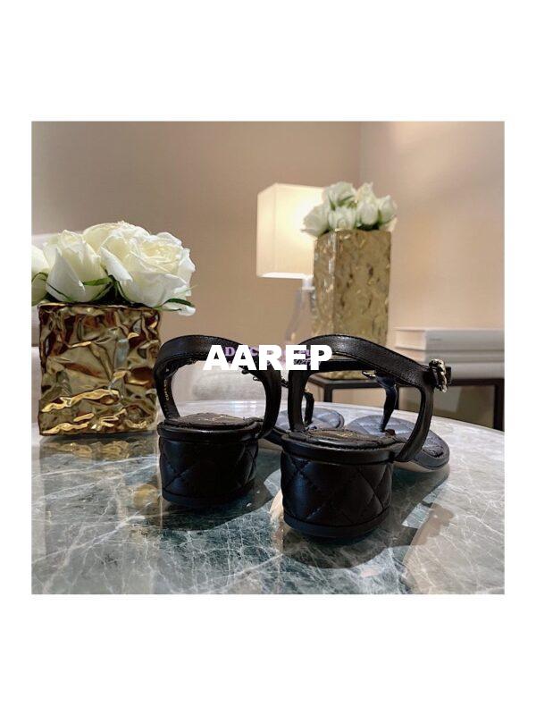 Replica Chanel Lambskin Sandals Woven Chain CC G31463 Black 8