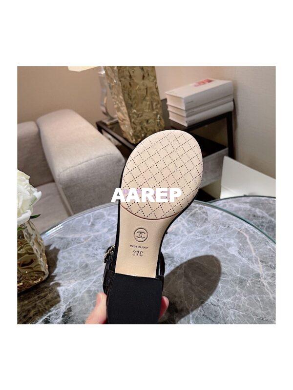 Replica Chanel Lambskin Sandals Woven Chain CC G31463 Black 10