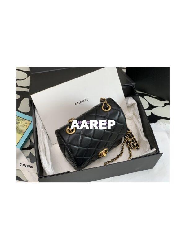 Replica Chanel Mini Flap Bag Lambskin AS3648 Black 2