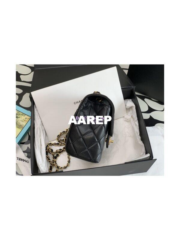 Replica Chanel Mini Flap Bag Lambskin AS3648 Black 3