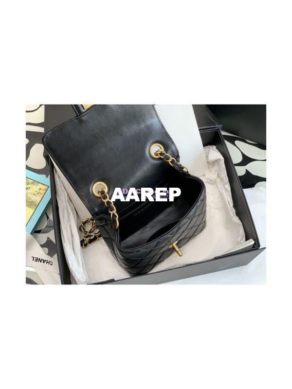 Replica Chanel Mini Flap Bag Lambskin AS3648 Black 6