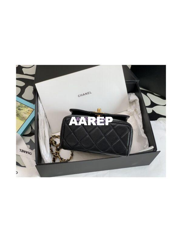 Replica Chanel Mini Flap Bag Lambskin AS3648 Black 8