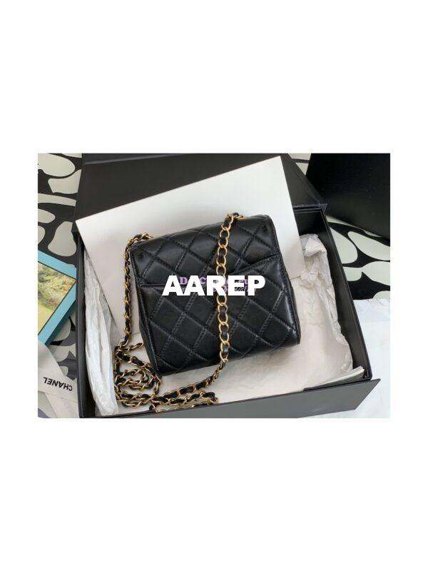 Replica Chanel Mini Flap Bag Lambskin AS3648 Black 9