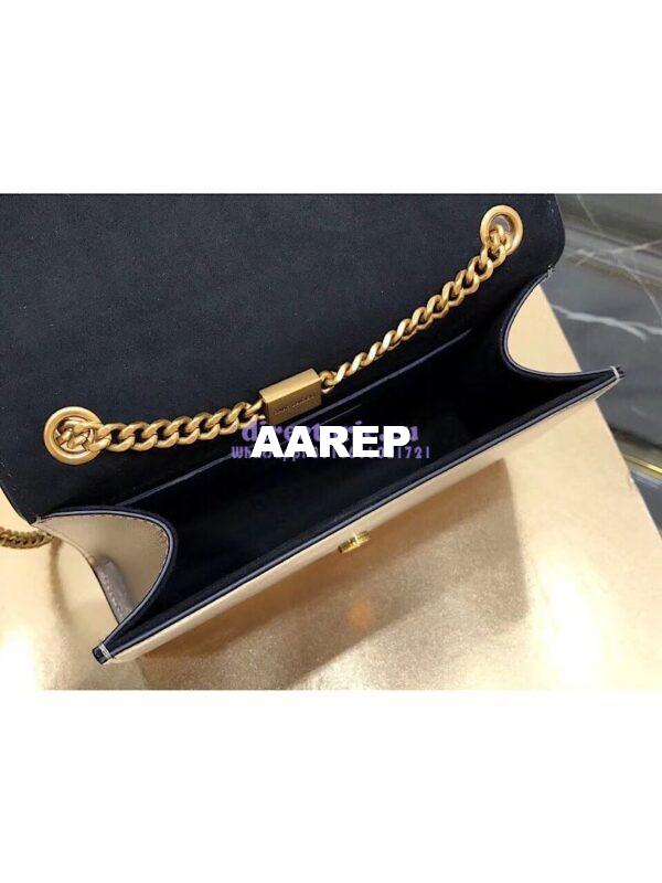 Replica YSL Saint Laurent Kate Chain Wallet With Tassel In Laminated Leather 452159 Brown Metallic 6
