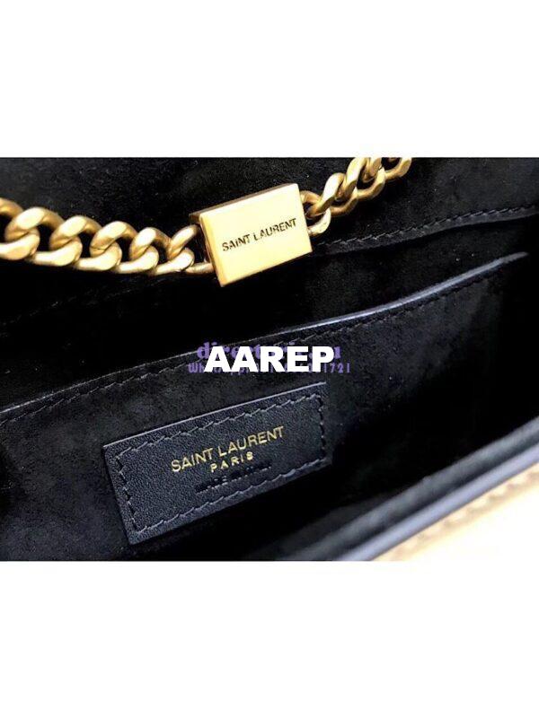 Replica YSL Saint Laurent Kate Chain Wallet With Tassel In Laminated Leather 452159 Brown Metallic 7