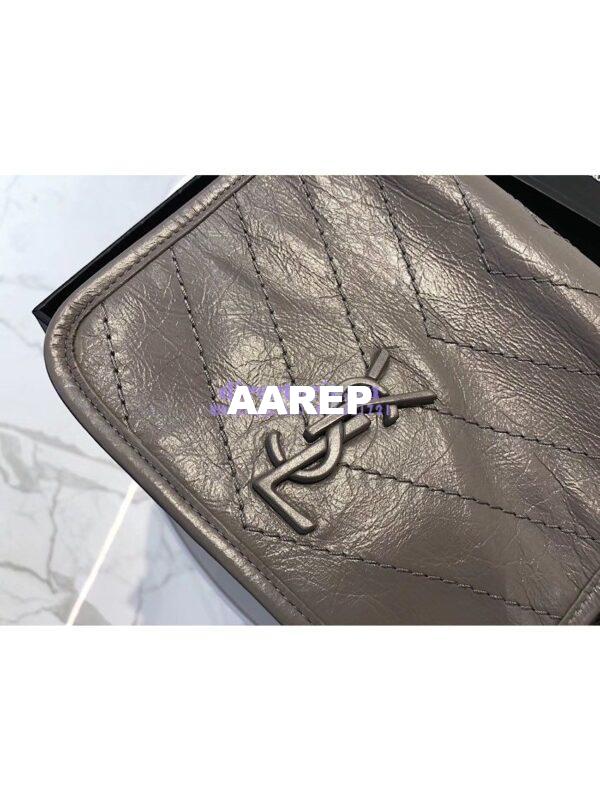Replica YSL Saint Laurent Niki Chain Wallet In Crinkled Vintage Leather 583103 Fog 6