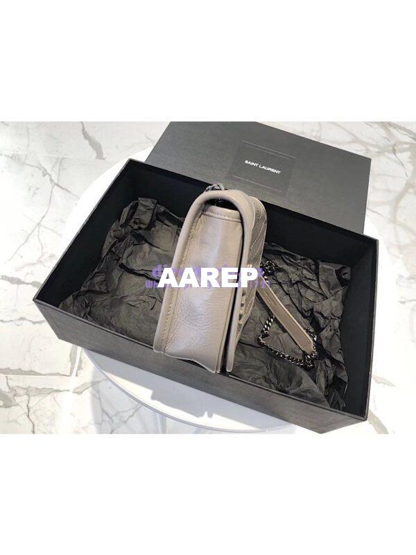 Replica YSL Saint Laurent Niki Chain Wallet In Crinkled Vintage Leather 583103 Fog 7