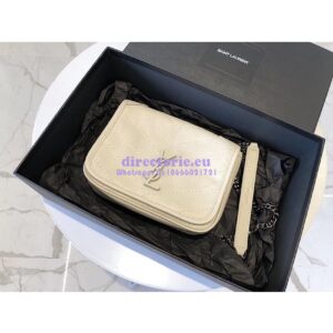 Replica YSL Saint Laurent Niki Chain Wallet In Crinkled Vintage Leather 583103 Blanc