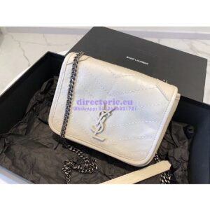 Replica YSL Saint Laurent Niki Chain Wallet In Crinkled Vintage Leather 583103 Blanc 2