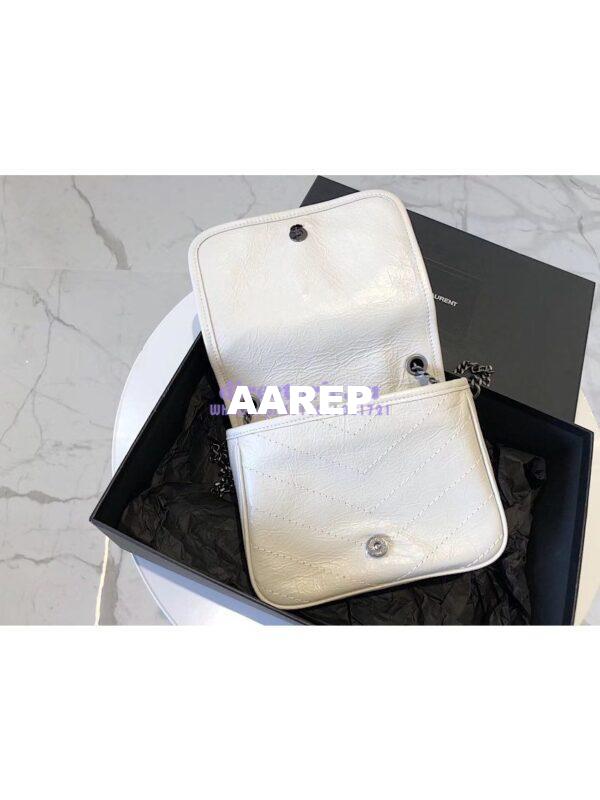 Replica YSL Saint Laurent Niki Chain Wallet In Crinkled Vintage Leather 583103 Blanc 7