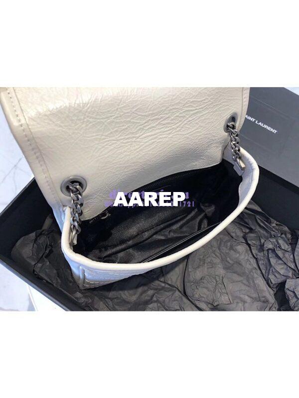 Replica YSL Saint Laurent Niki Chain Wallet In Crinkled Vintage Leather 583103 Blanc 8