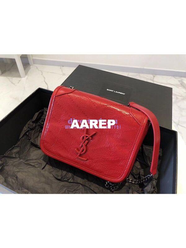 Replica YSL Saint Laurent Niki Chain Wallet In Crinkled Vintage Leather 583103 Red 3