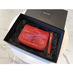 Replica YSL Saint Laurent Niki Chain Wallet In Crinkled Vintage Leather 583103 Red 2