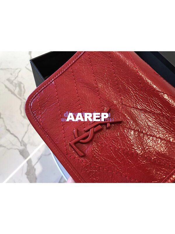 Replica YSL Saint Laurent Niki Chain Wallet In Crinkled Vintage Leather 583103 Red 6