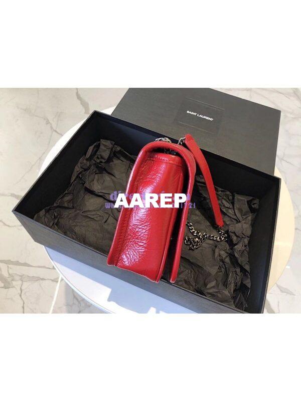 Replica YSL Saint Laurent Niki Chain Wallet In Crinkled Vintage Leather 583103 Red 7
