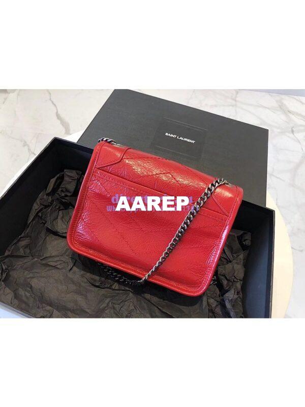 Replica YSL Saint Laurent Niki Chain Wallet In Crinkled Vintage Leather 583103 Red 8