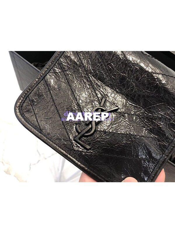 Replica YSL Saint Laurent Niki Chain Wallet In Crinkled Vintage Leather 583103 Black 6