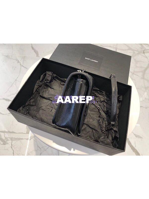 Replica YSL Saint Laurent Niki Chain Wallet In Crinkled Vintage Leather 583103 Black 7