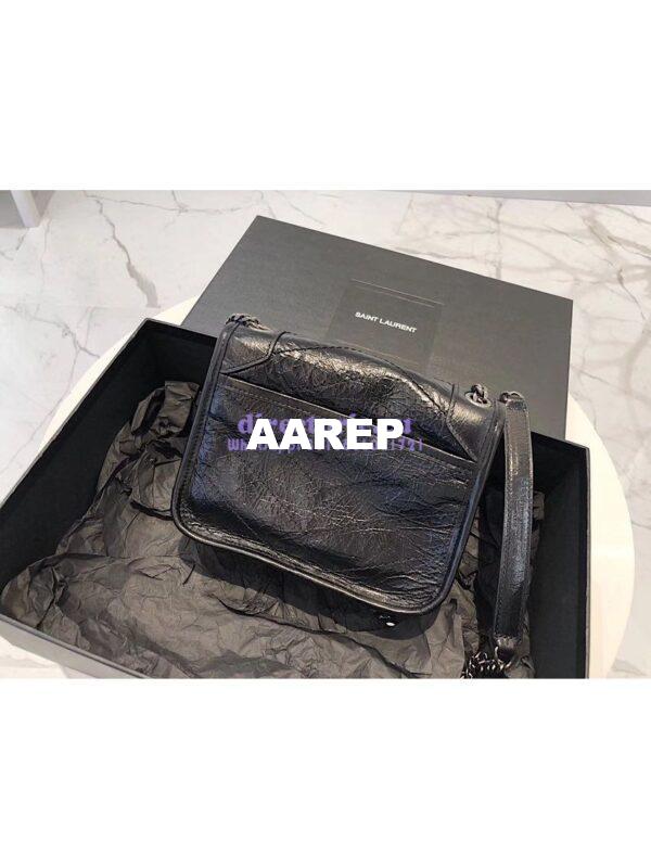 Replica YSL Saint Laurent Niki Chain Wallet In Crinkled Vintage Leather 583103 Black 8