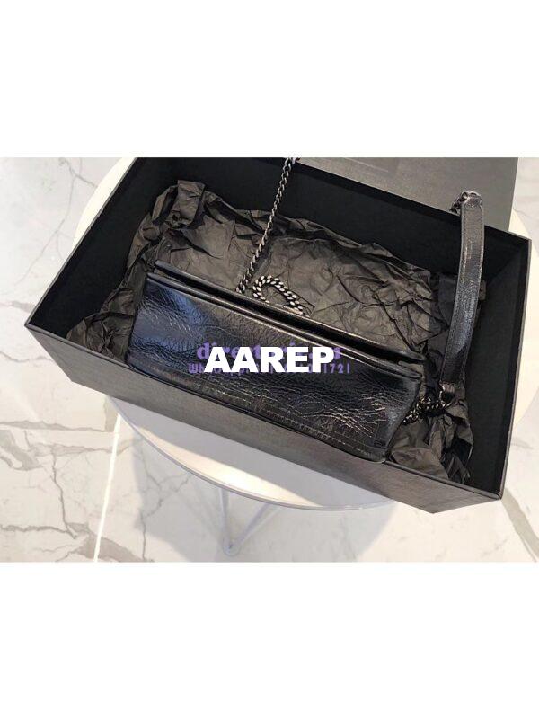 Replica YSL Saint Laurent Niki Chain Wallet In Crinkled Vintage Leather 583103 Black 9