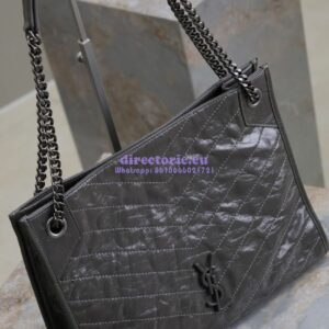 Replica Saint Laurent YSL Niki Medium Shopping Bag In Crinkled Vintage Leather 577999 Storm 2