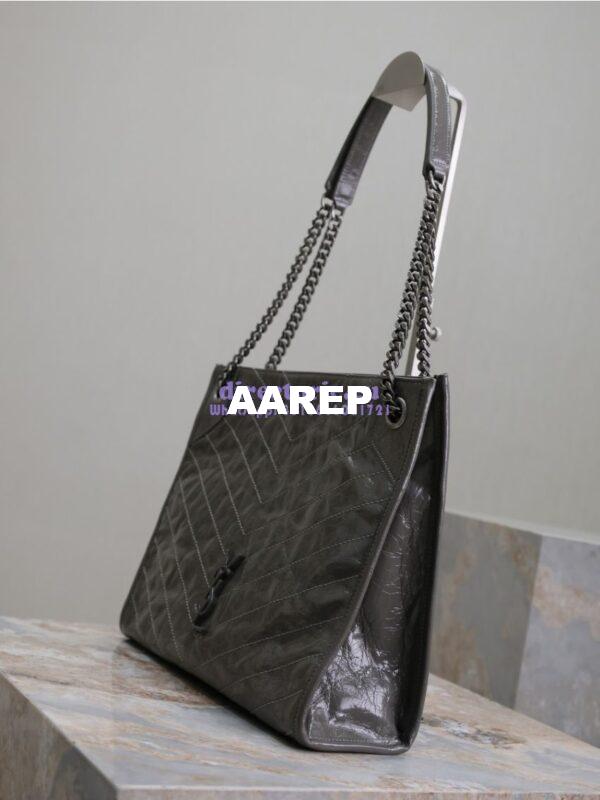 Replica Saint Laurent YSL Niki Medium Shopping Bag In Crinkled Vintage Leather 577999 Storm 8