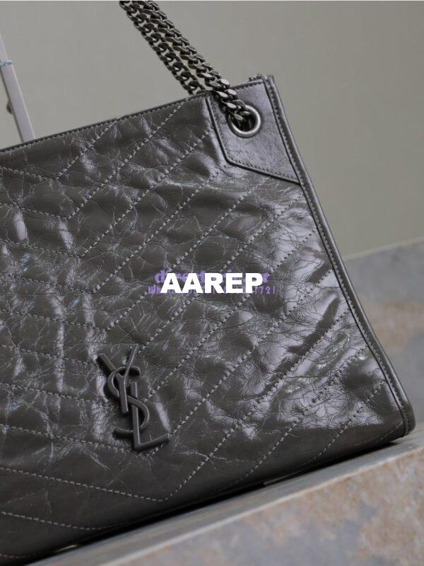 Replica Saint Laurent YSL Niki Medium Shopping Bag In Crinkled Vintage Leather 577999 Storm 9